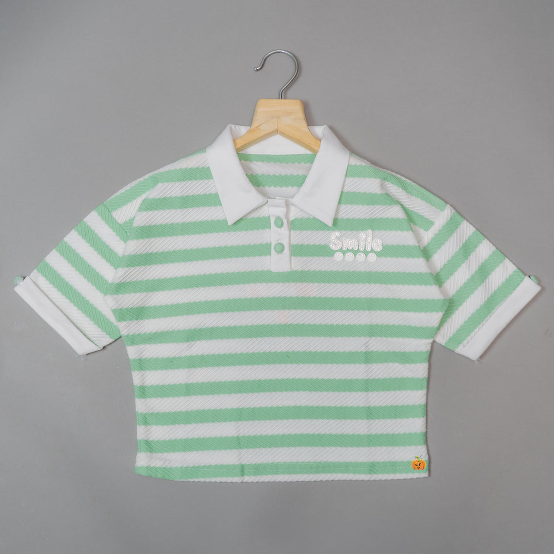 Green Striped Girls Top