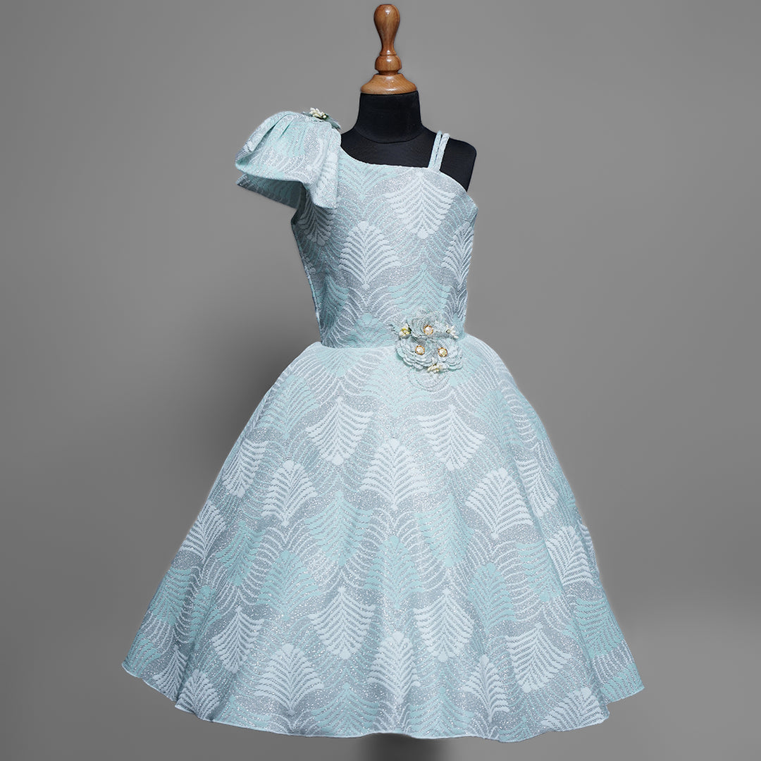 Sea Green Long Gown for Kids Front View