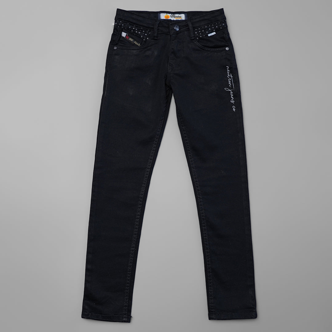Simple Slim Fit Denim Jeans For Boys BL065286Black