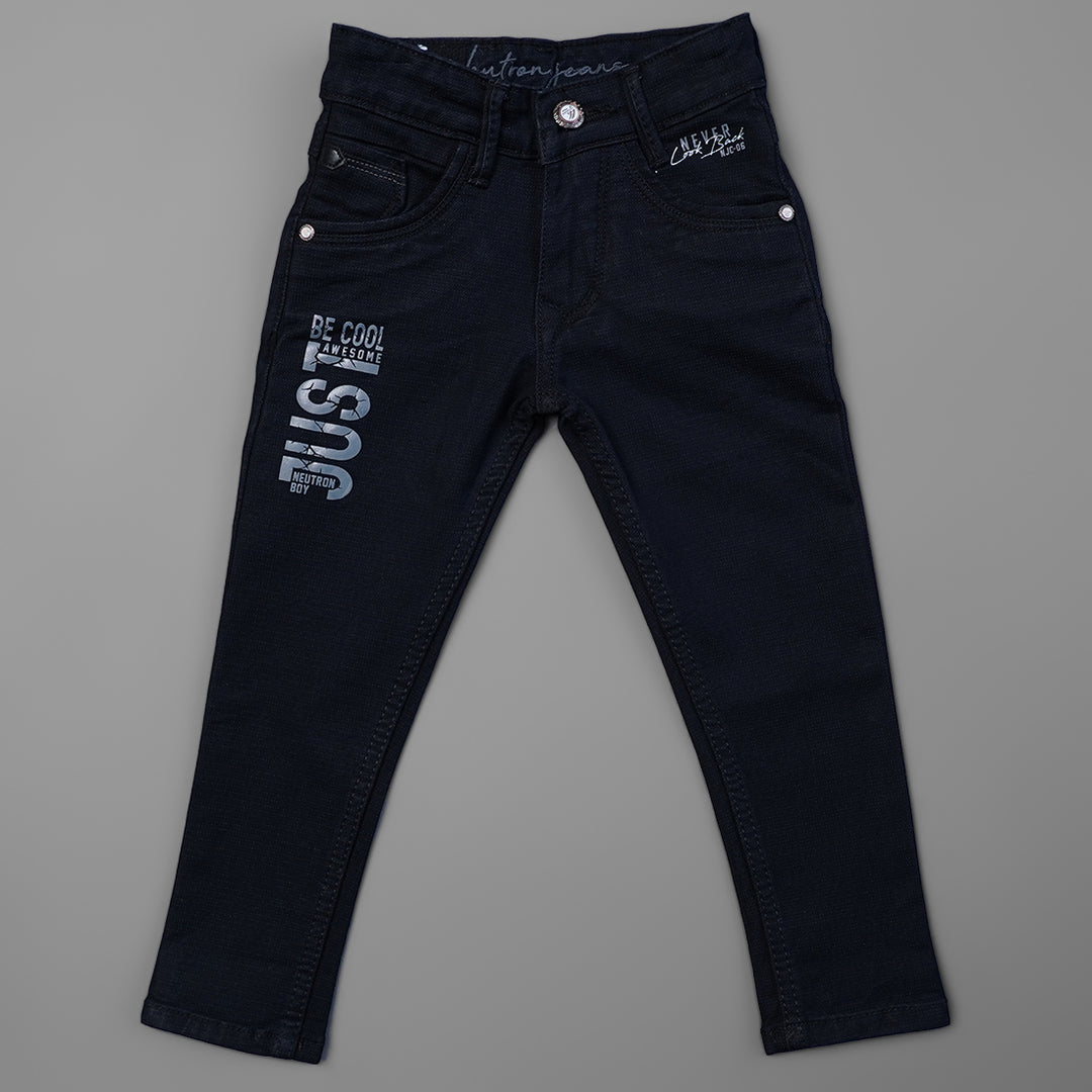 Dark Blue Fix Waist Jeans for Boys Front