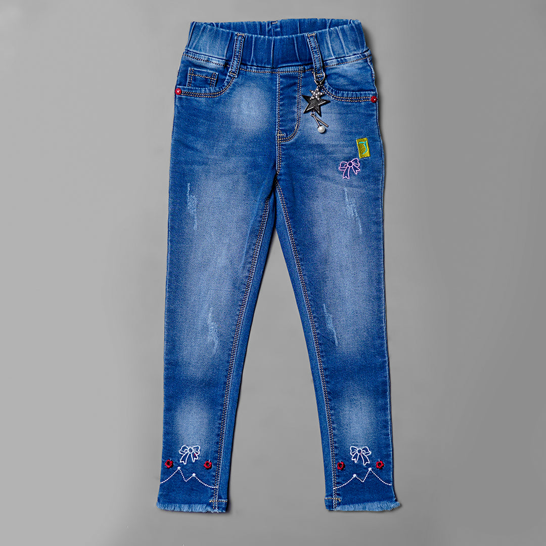 Blue Jeggings for Girls Front View