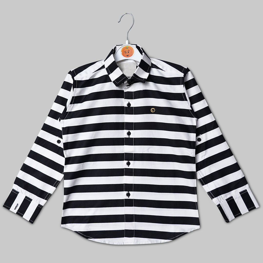 Solid Lining Pattern Shirt for Boys Front View