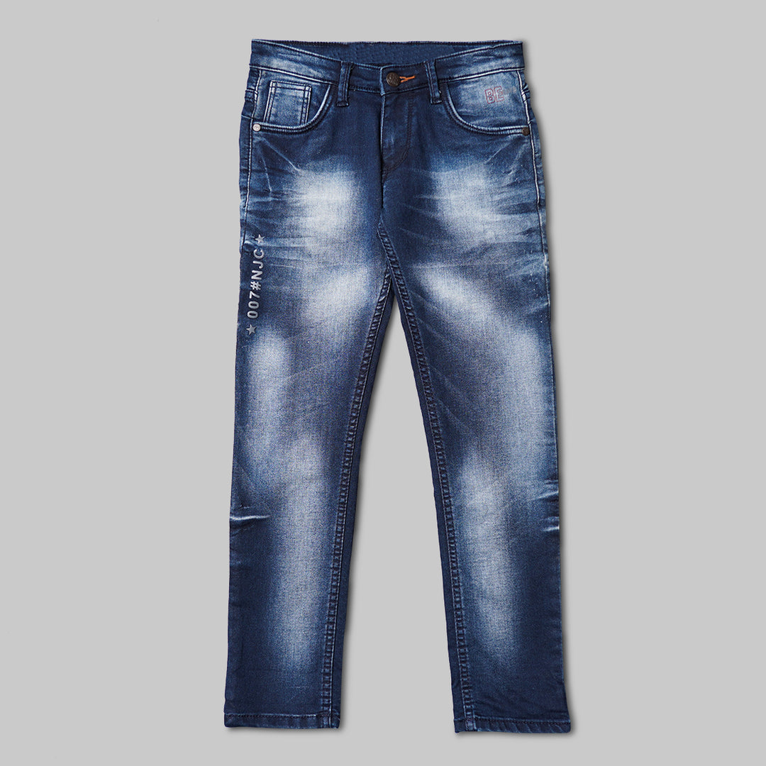 Navy Blue Fix Waist Jeans for Boys Front View
