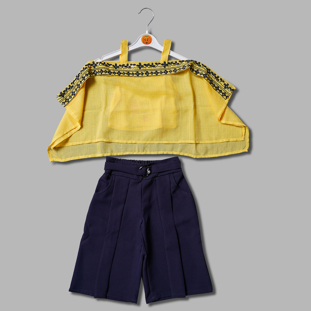 Embroidery Bell Sleeve Is Top With A Palazzo Set  GS204549Mustard