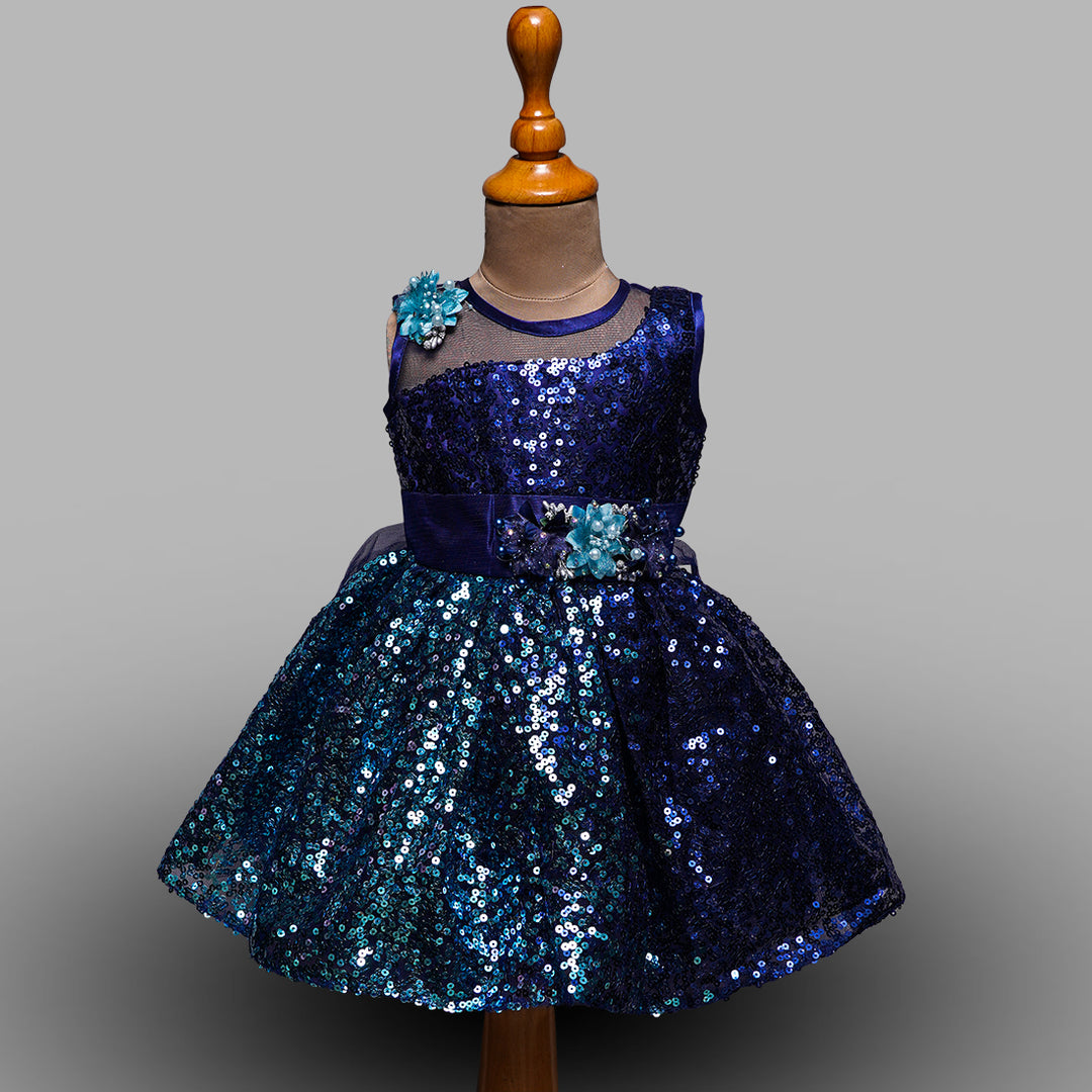 Sequin Patterns Frock for Girls Front View