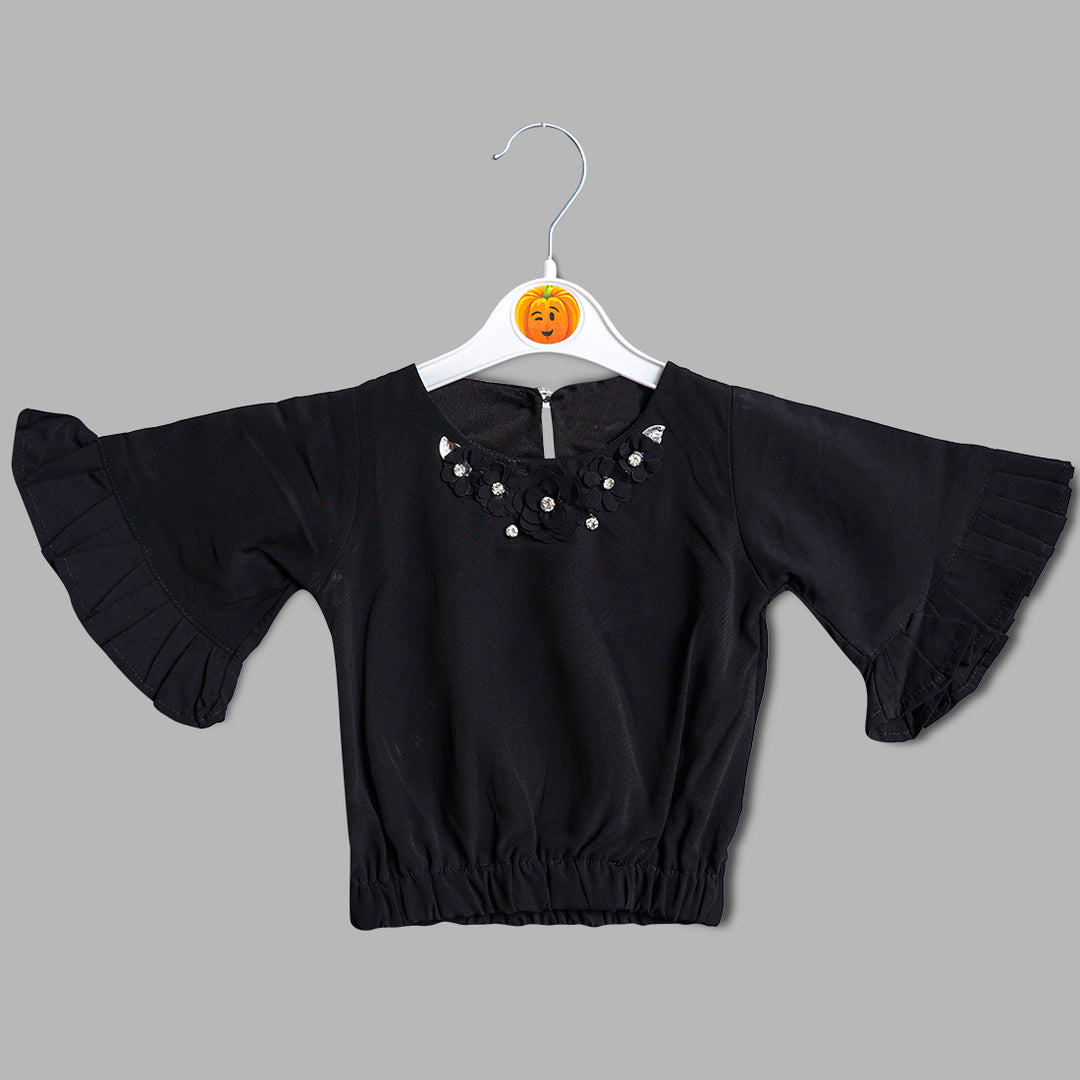 Top for Kids with Bell Shape Sleeves Front View
