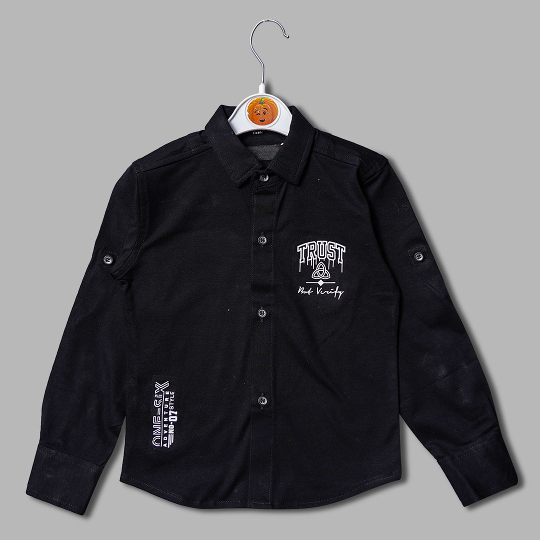 Solid Print Full Sleeves Shirt for Boys Front View