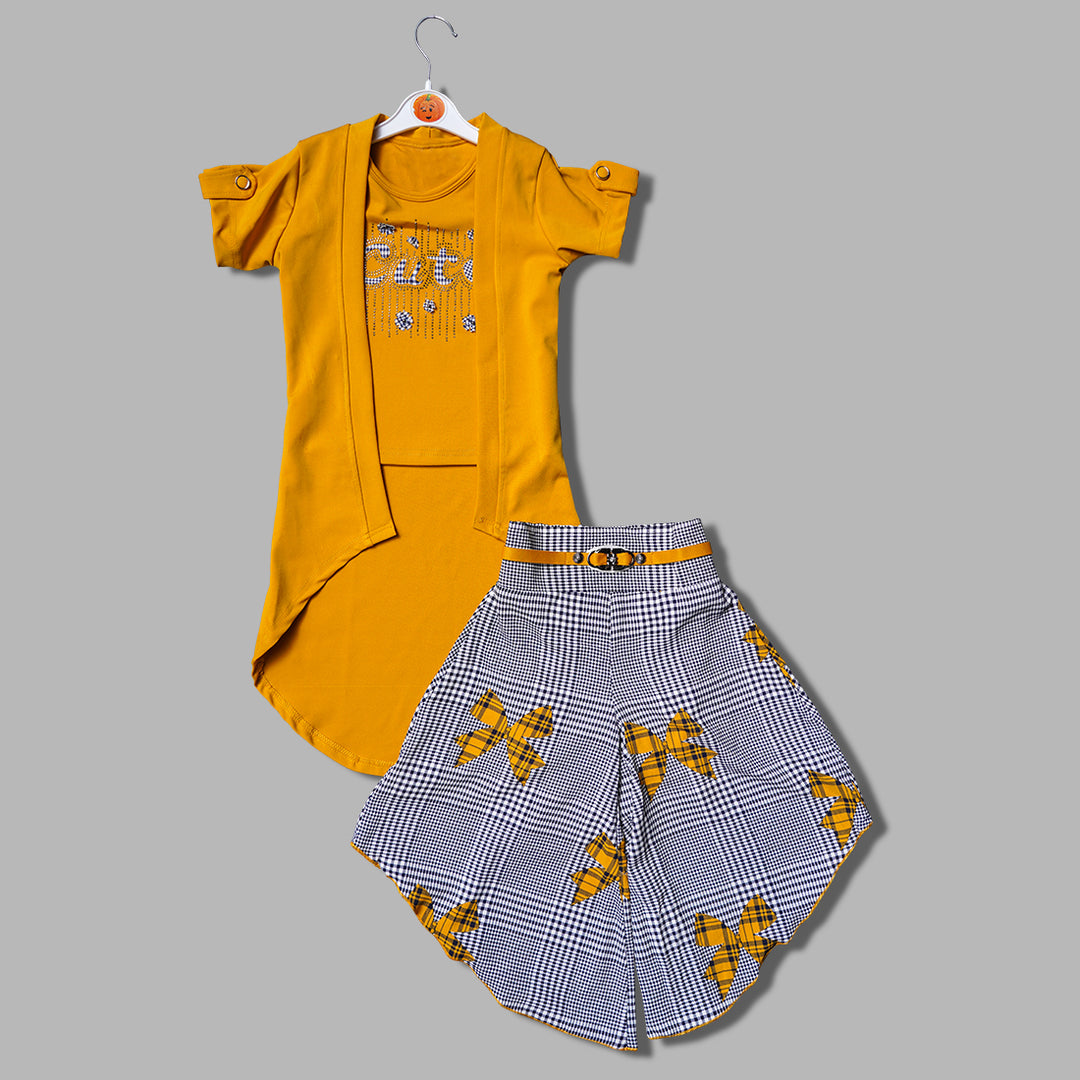 Sleeveless Western Dress For Girls And Kids GS209261Mustard