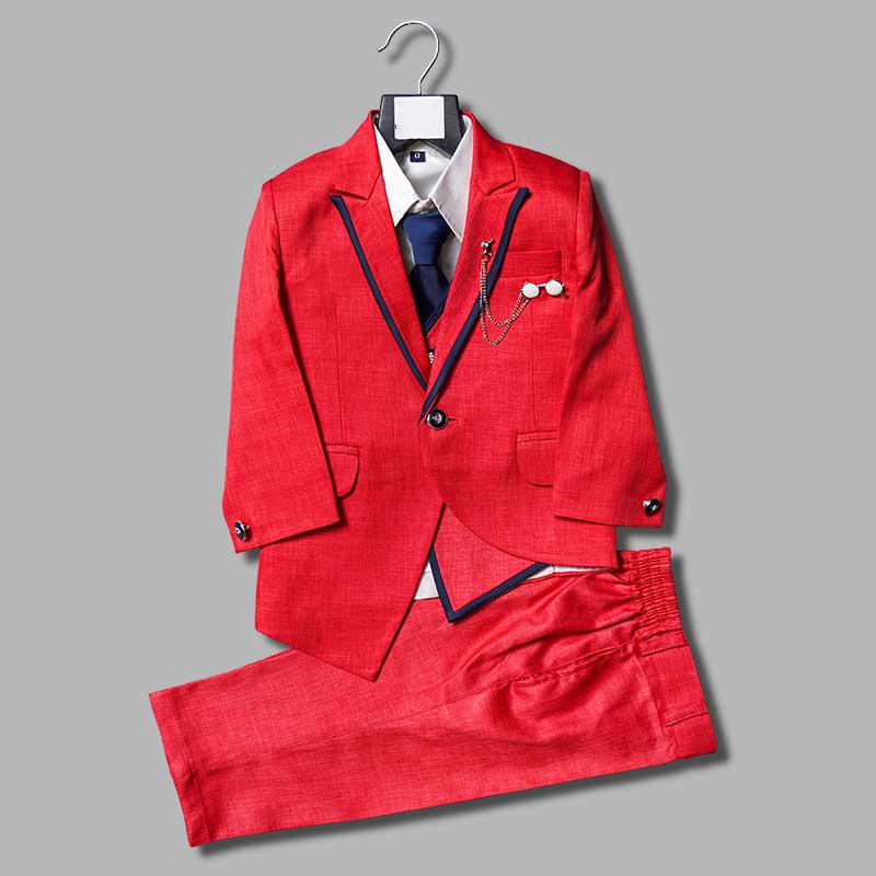 Red Party Wear Boys Suit