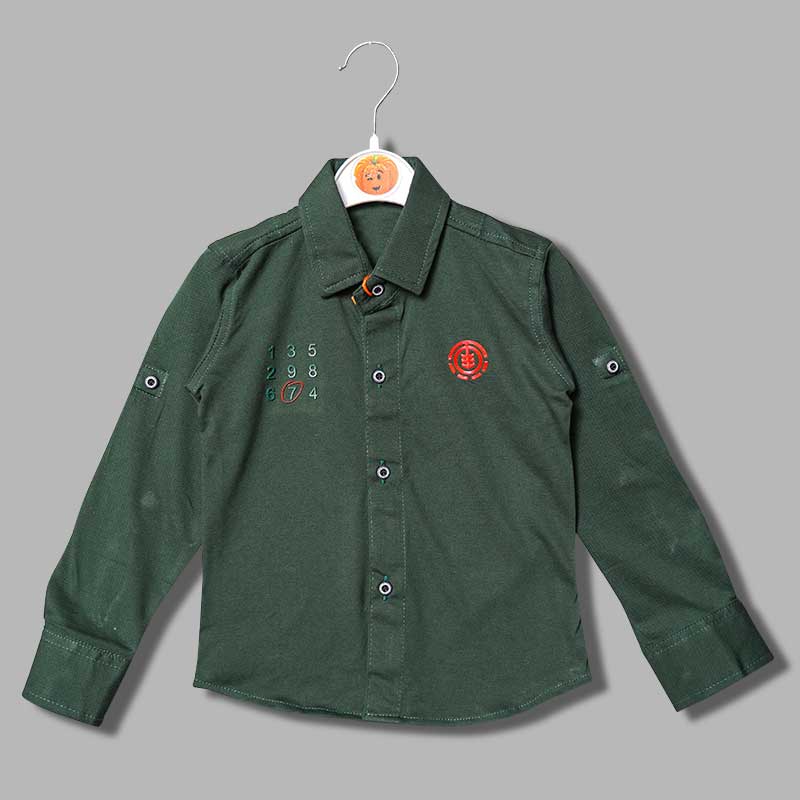 Solid Numeric Full Sleeves Shirt for Boys Front View