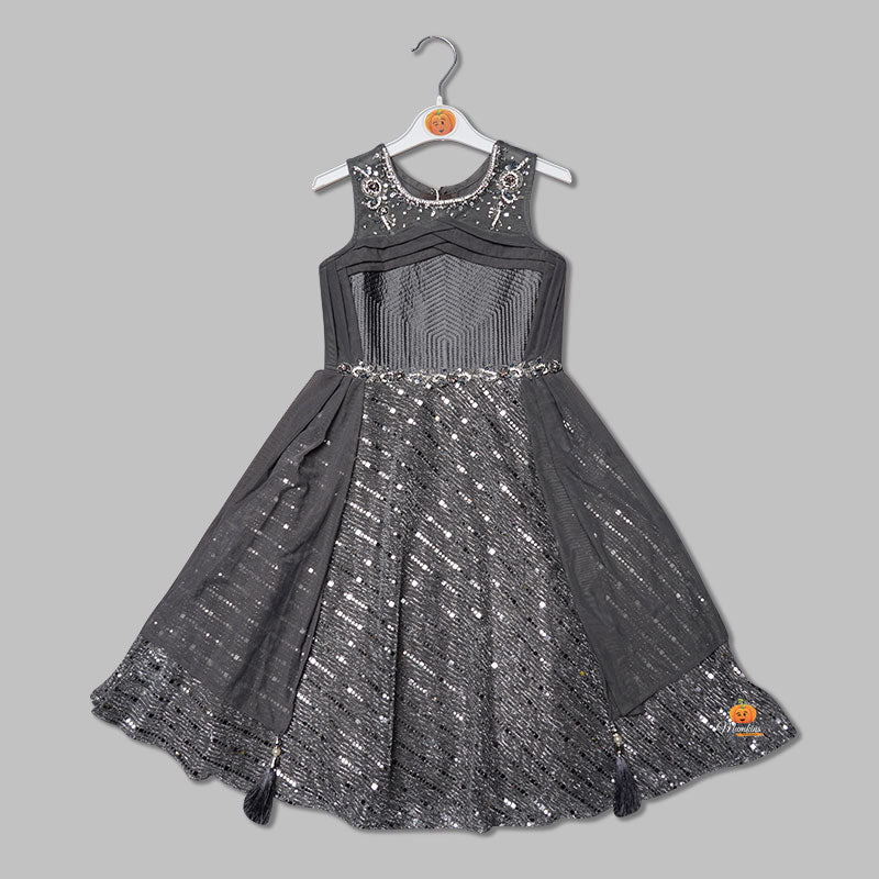 Grey & Onion Party Gown for Girls Front View
