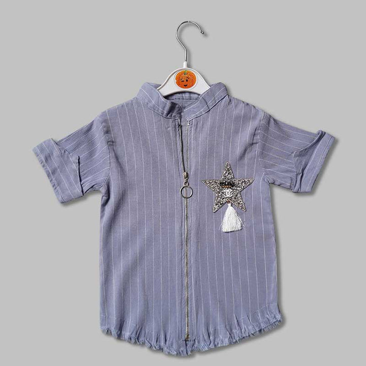 Top for Girls and Kids with Lining Pattern Front View