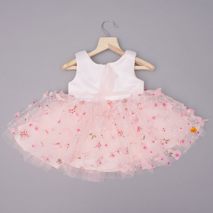 Peach Butterfly Scattered Baby Frock Back View