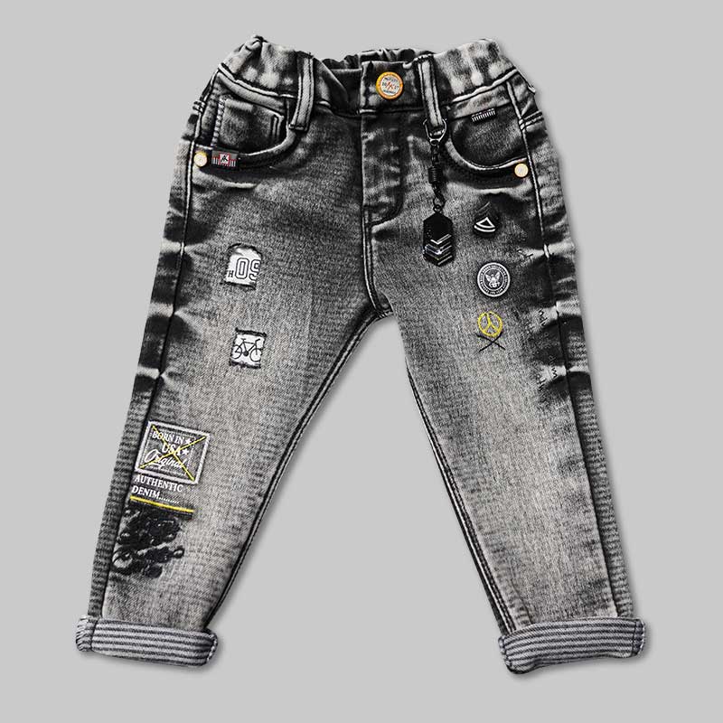 Jeans For Boys And Kids With White Shaded Pattern