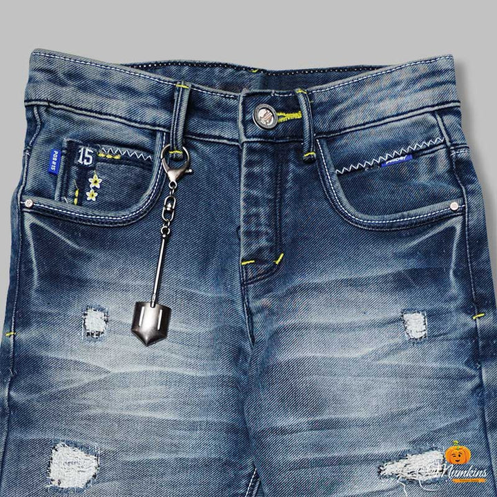 Light Blue Ripped Jeans for Boys Close Up