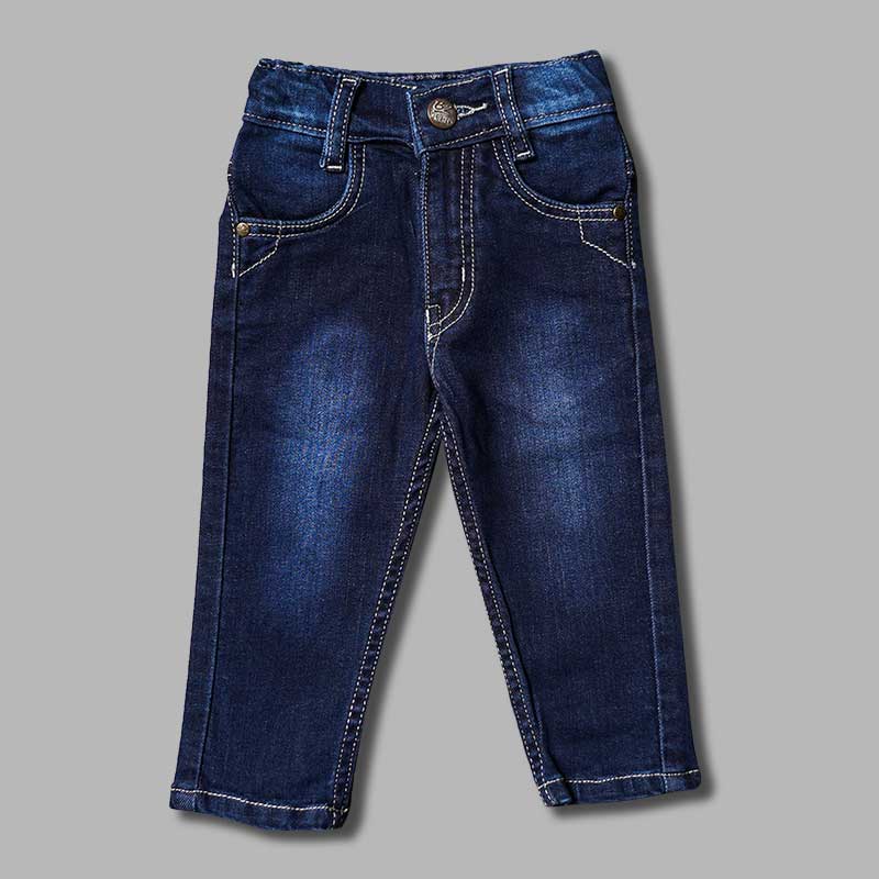 Navy Blue Slim Fit Jeans for Boys Front