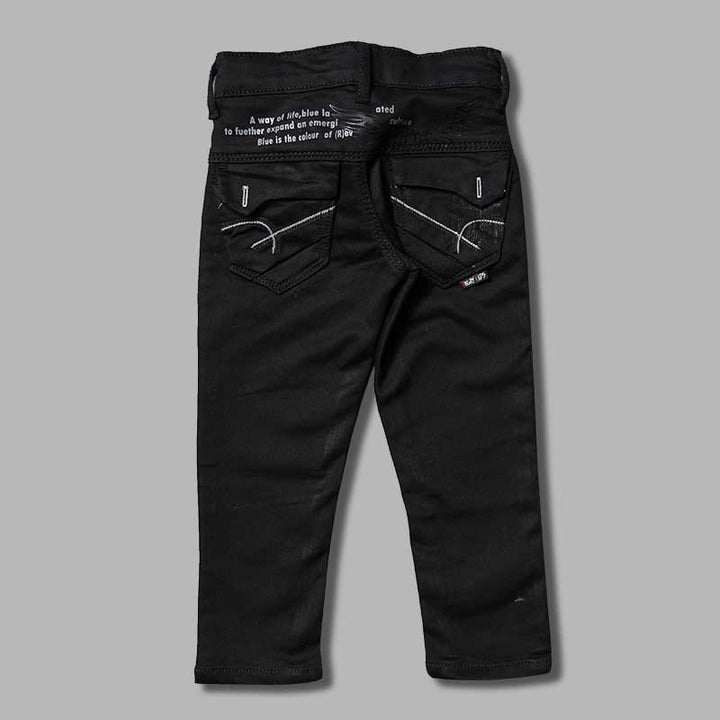 Black Regular Fit Jeans for Boys Back