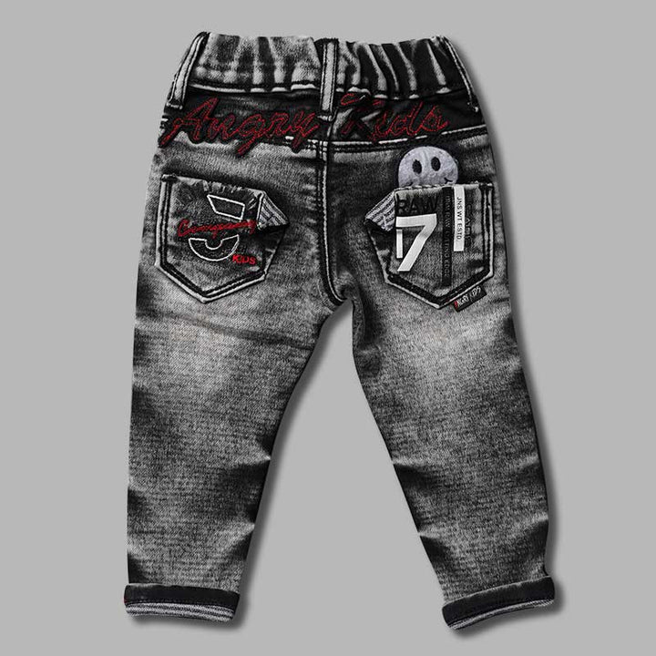 Elastic Waist Sheded Jeans for Boys Back