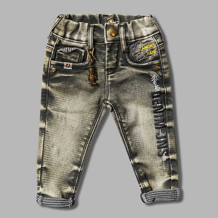 Elastic Waist Sheded Jeans for Boys Front