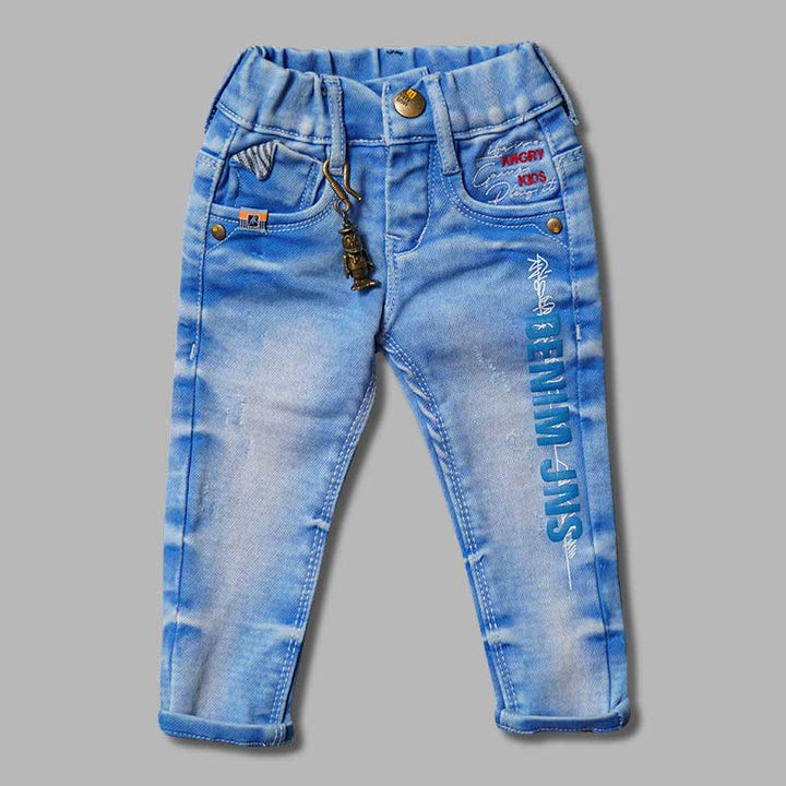 Elastic Waist Sheded Jeans for Boys Front