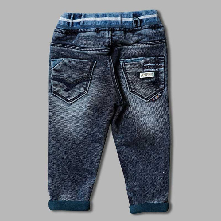Blue Drawstring Jeans for Boys Back