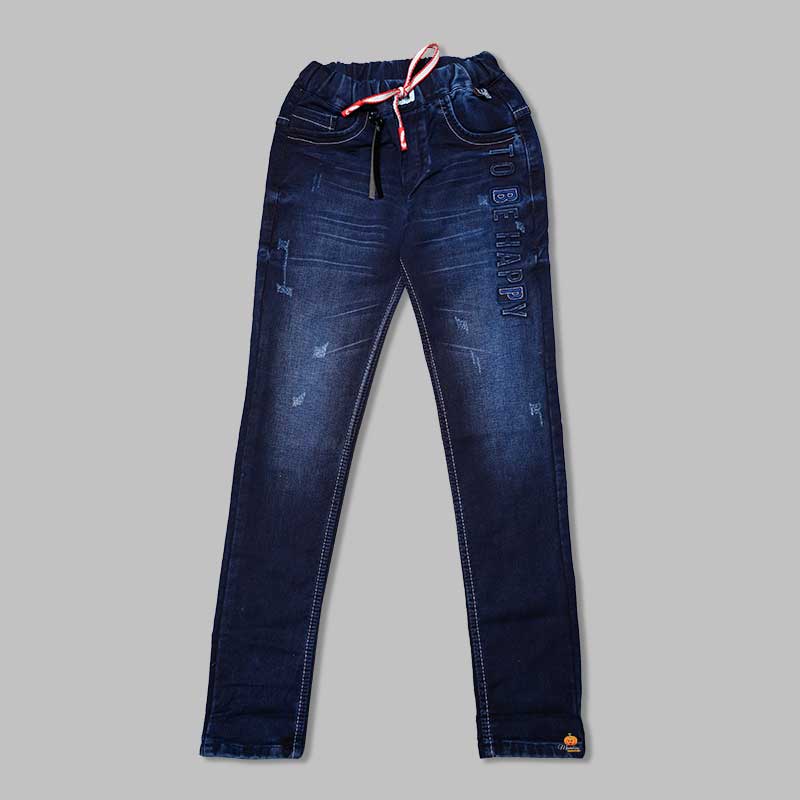 Dark Blue Ripped Jeans for Boys Front 