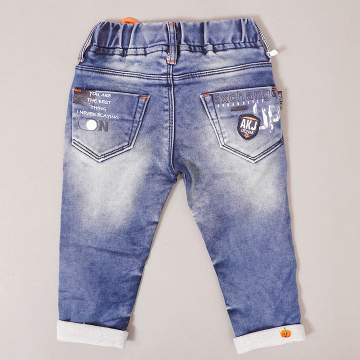Boys Jeans Pant With Elastic Waist Back View
