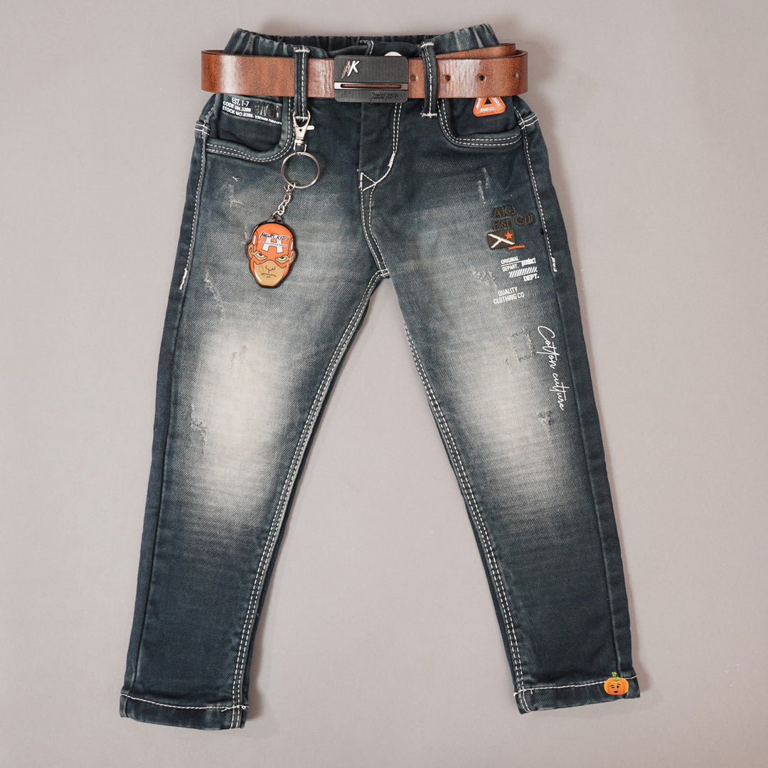 Denim Boys Jeans with Belt Variant Front View