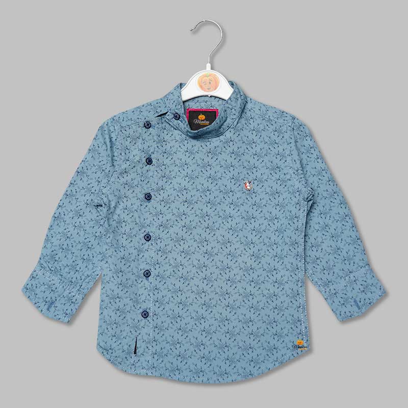 Solid Side Button Pattern Shirts for Boys Front View