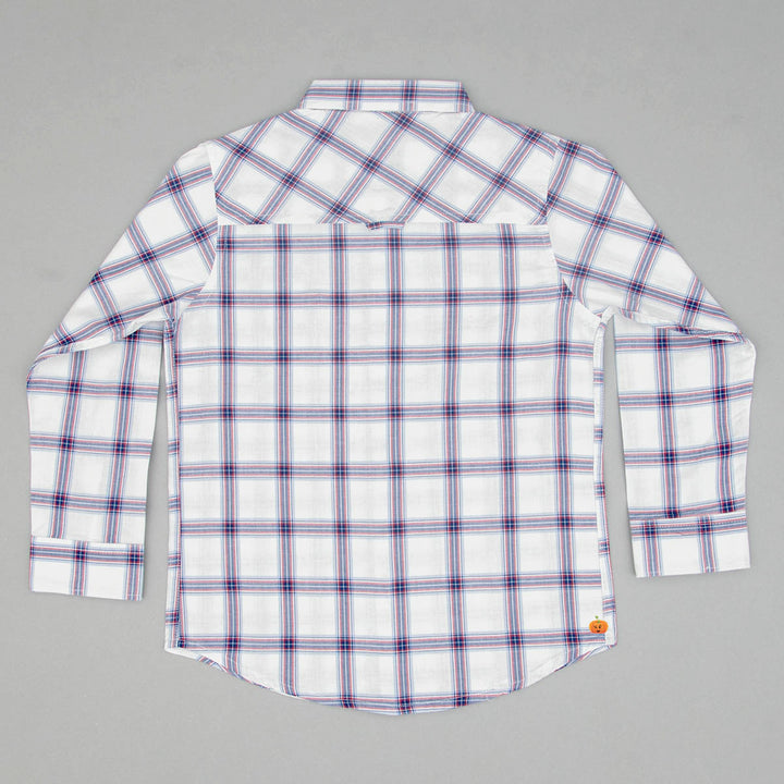 White Checks Patterns Shirt for Boys Back View