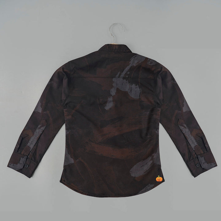 Brown Casual Band Collar Shirt for Boys  Back View