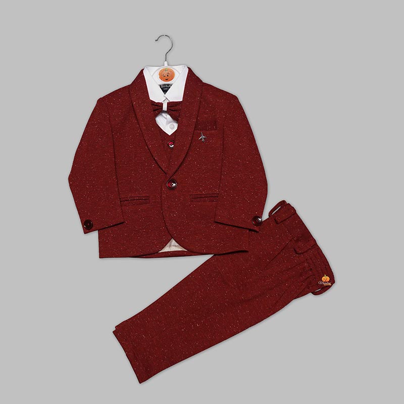 Rust Party Wear Boys Tuxedo Front View