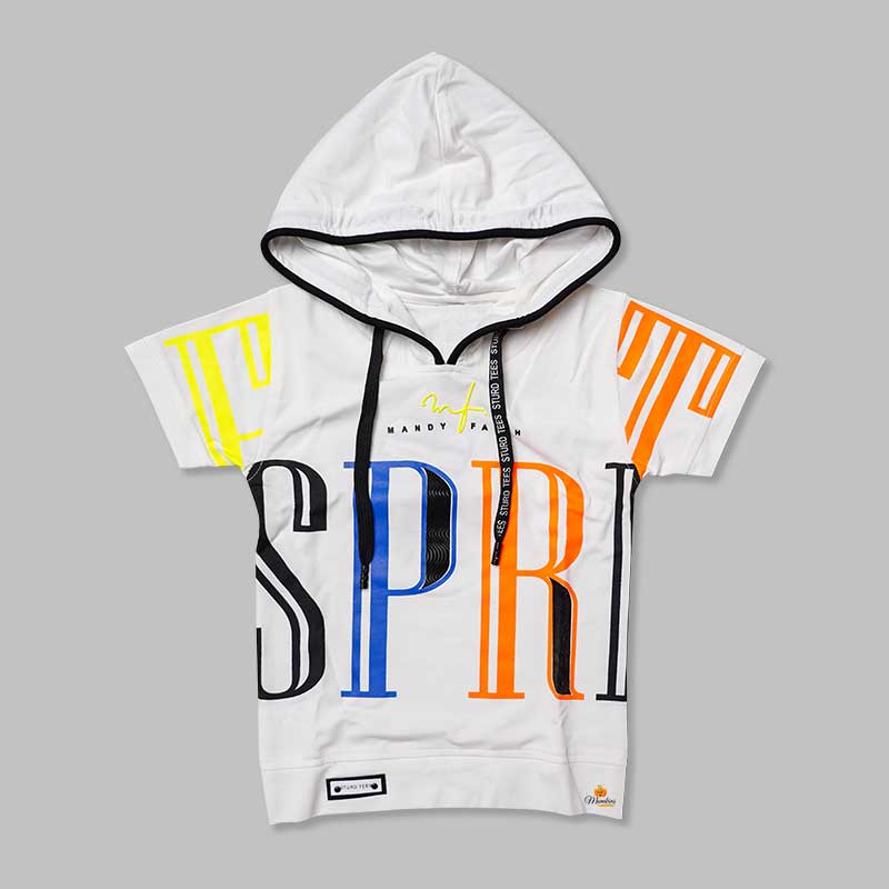 Solid Printed T-Shirts for Boys with Hoodie Pattern Front View