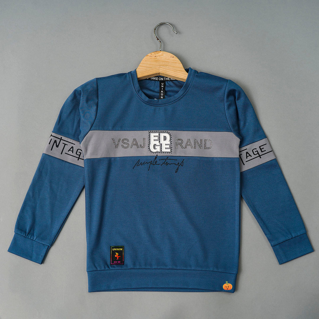 Rama & Grey Round Neck T-Shirt for Boys Front View