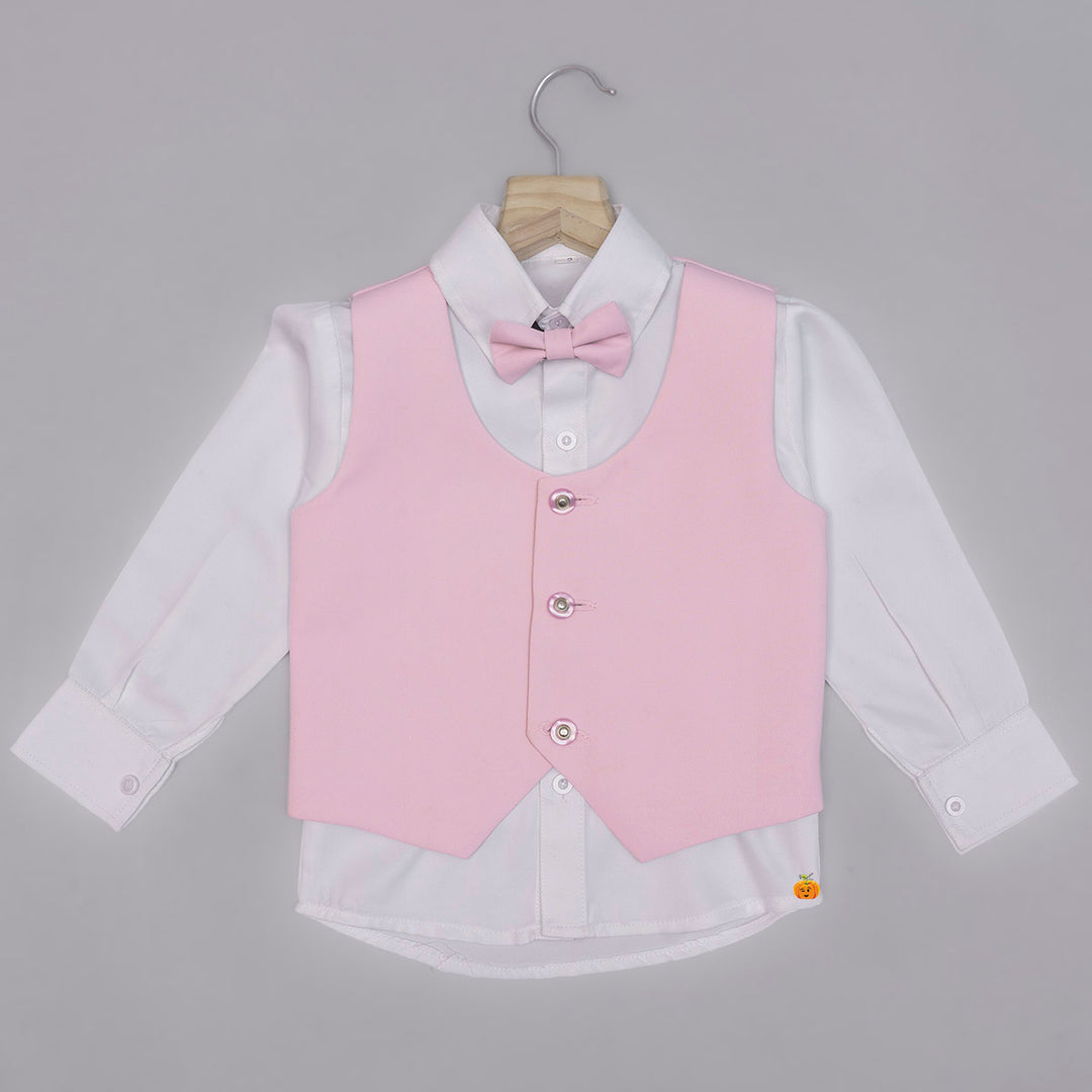 Peach Solid Tuxedo Suit for Boys Inner View