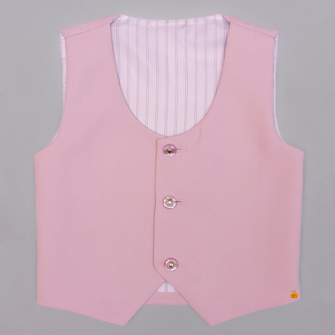 Peach Solid Tuxedo Suit for Boys Waistcoat View