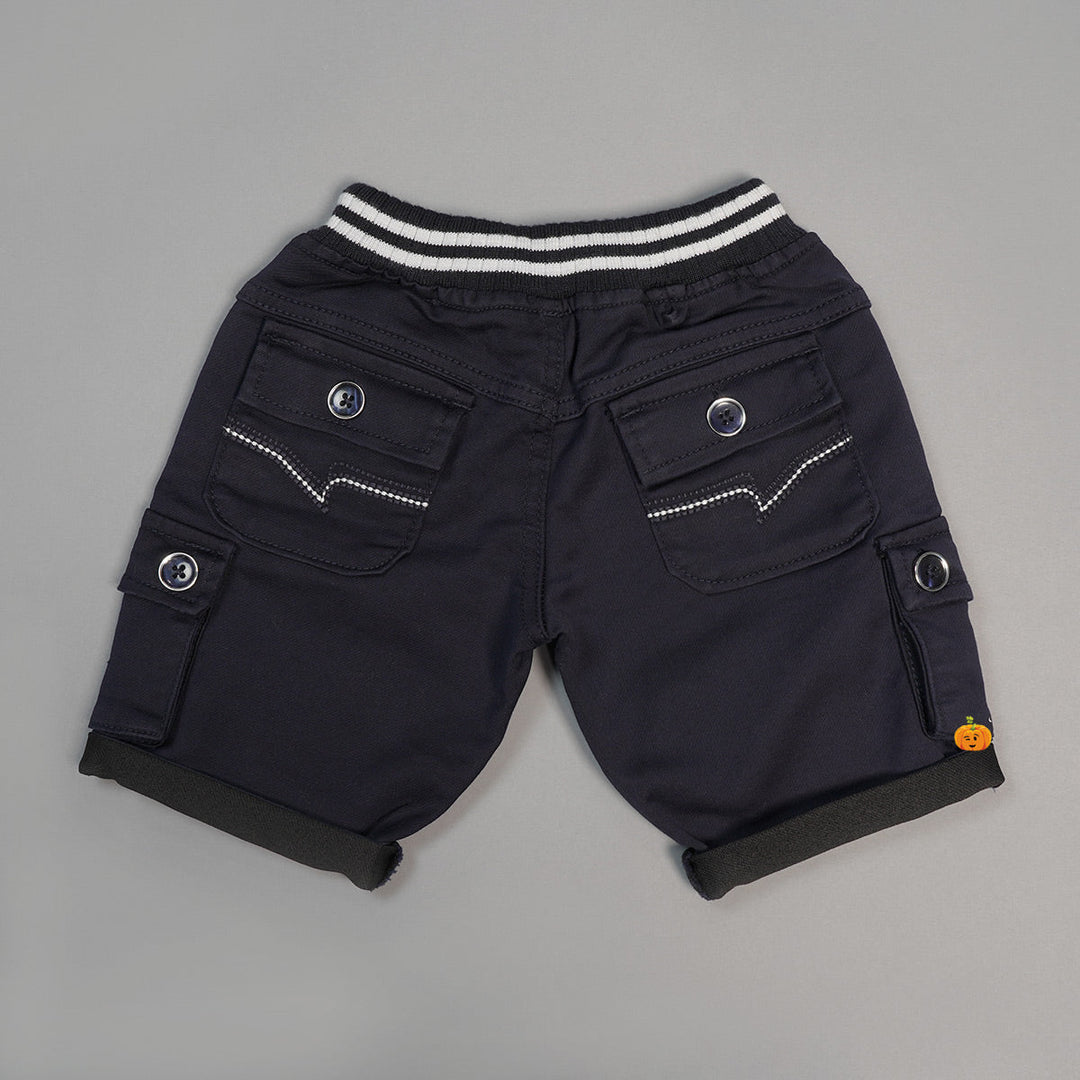 Navy Blue & Black Shorts for Boys Back View