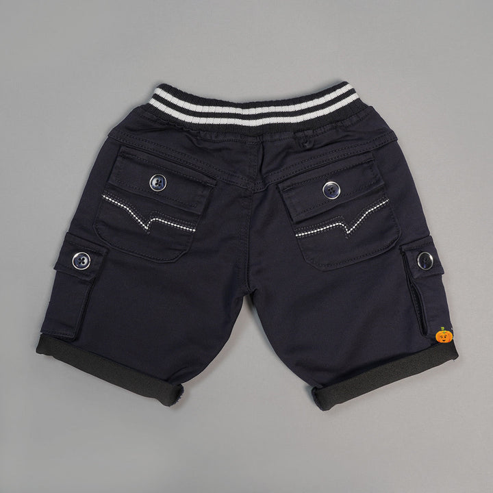 Navy Blue & Black Shorts for Boys Back View
