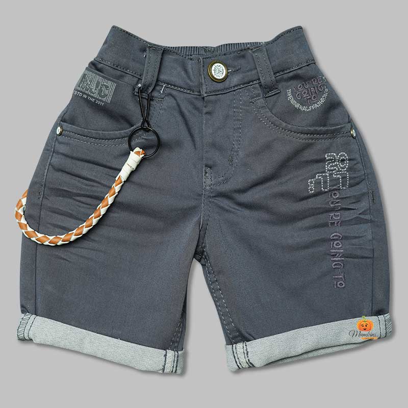 Solid Numeric Printed Shorts For Boys Front View