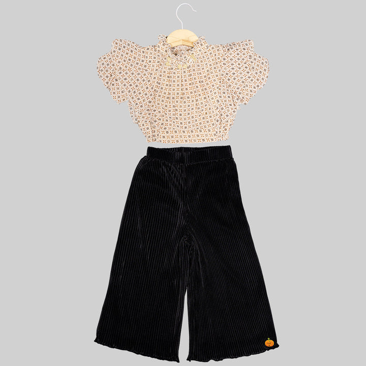 Fawn & Black Culottes for Girls with Top Front View