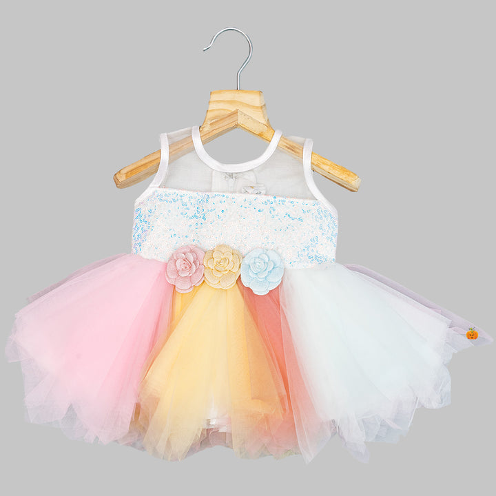 Multi Colored Sequin Frock for Baby Girl Front View