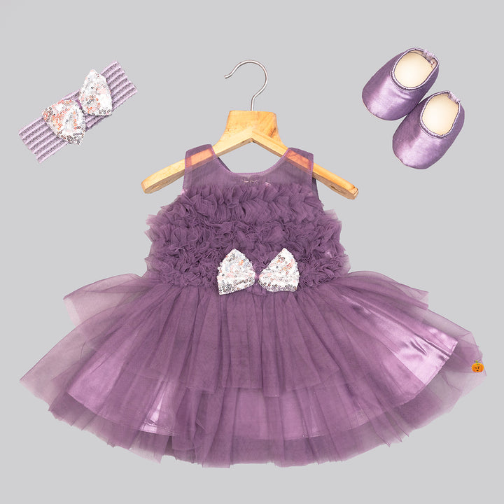 Purple Design Baby Frock Front View