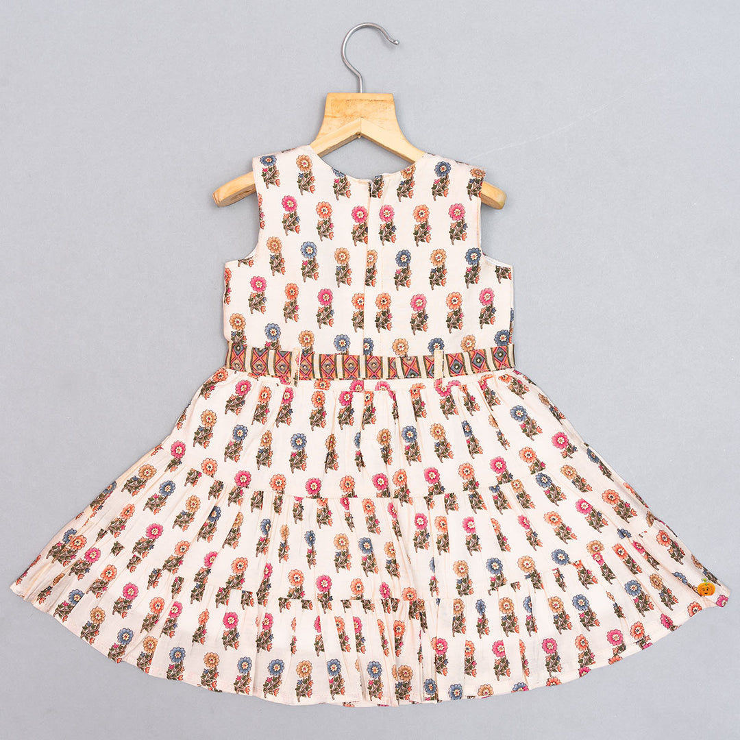 Floral Printed Cotton Girls Frock Back View