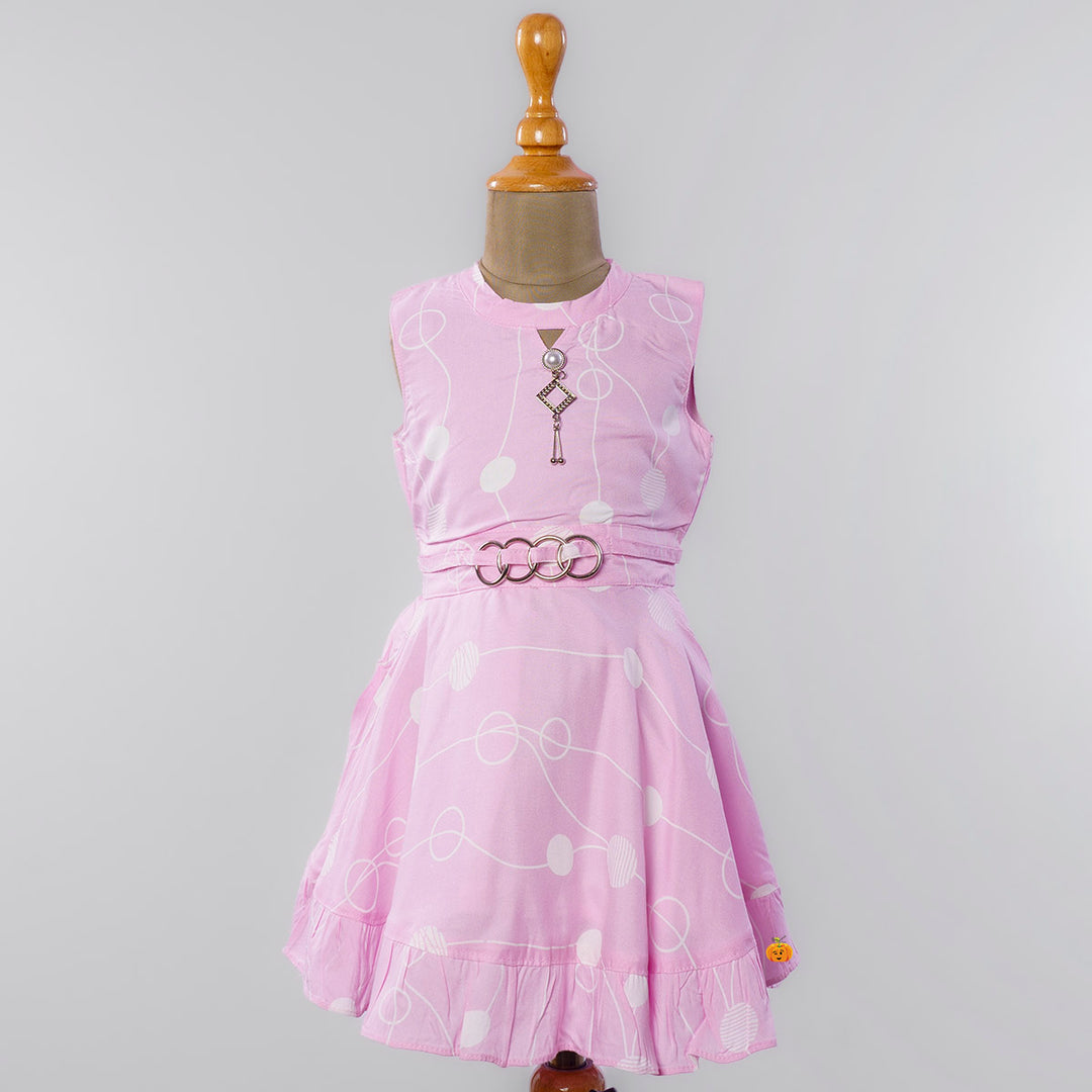 Pink Polka Dots Frock for Girls Front View