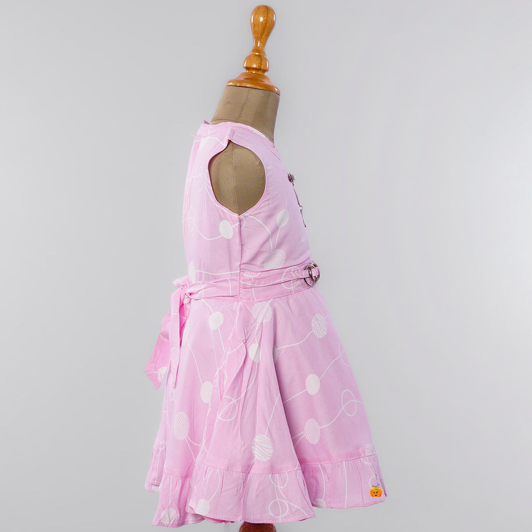 Pink Polka Dots Frock for Girls Side View