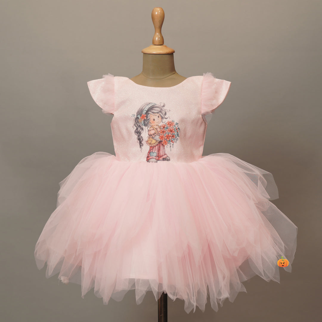 Ruffled Sleeves Frock For Kids