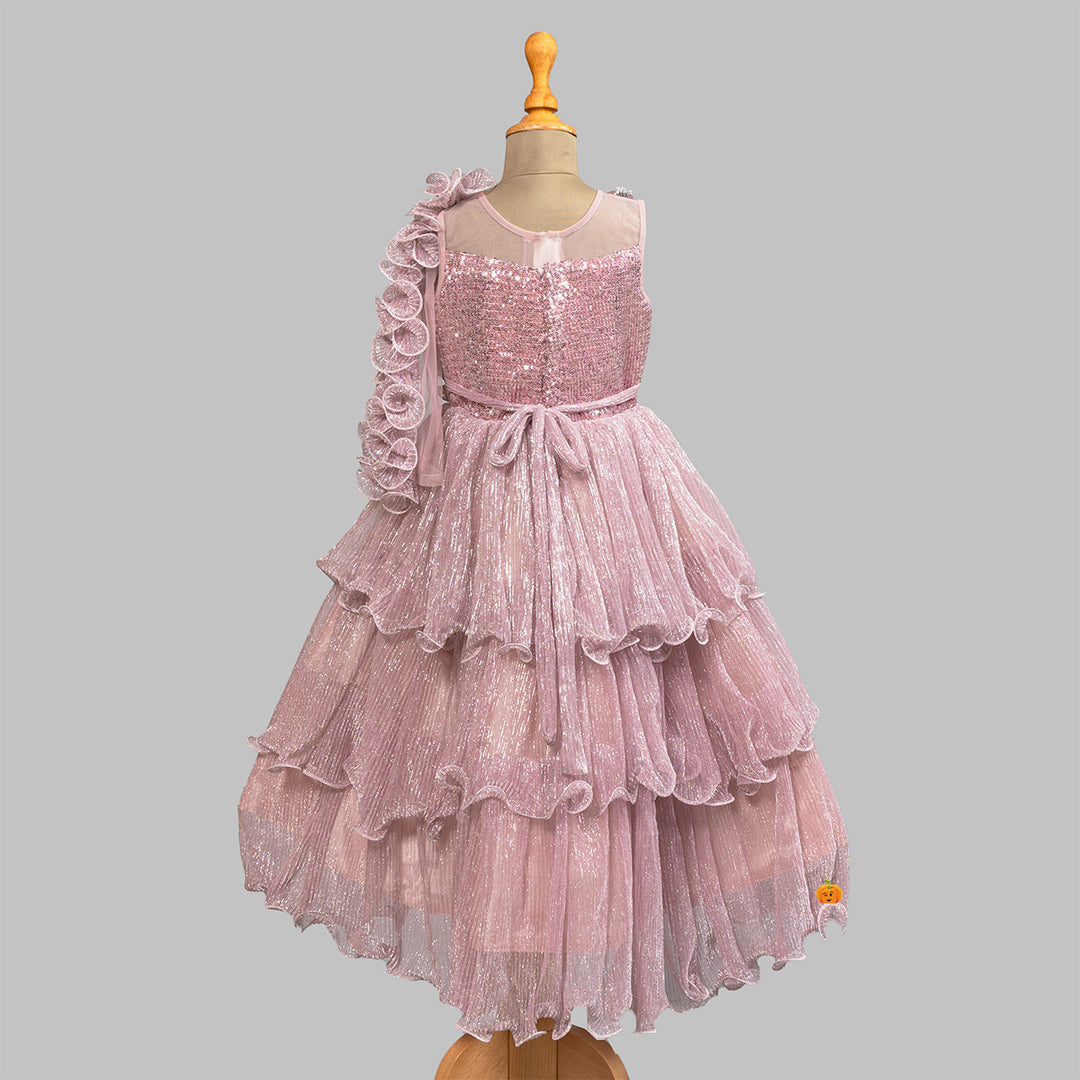 Onion Layered Frill Girls Gown Back View