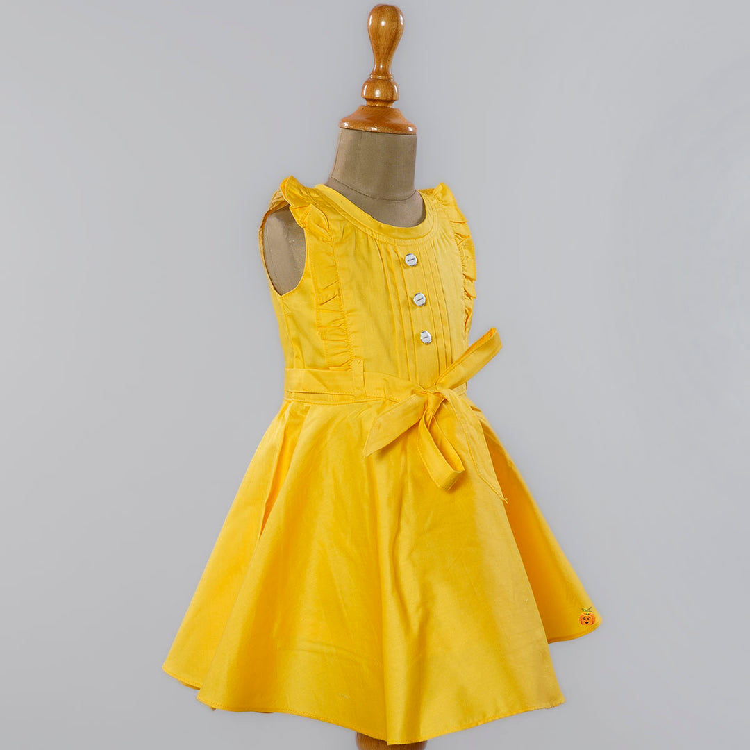 Yellow Ruffled Frock for Girls Side View