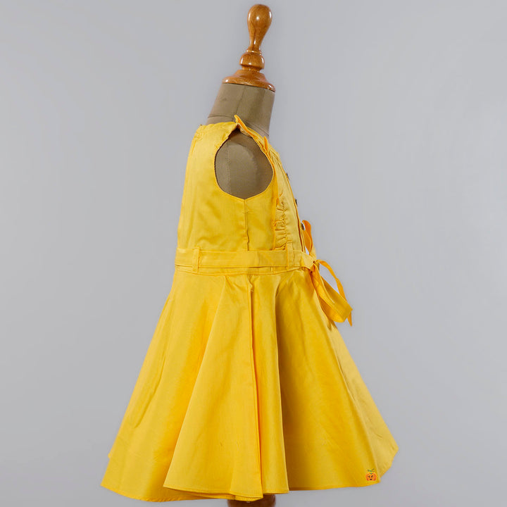 Yellow Ruffled Frock for Girls Side View