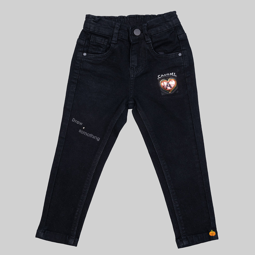 Black Slim Fit Girl Jeans Front View
